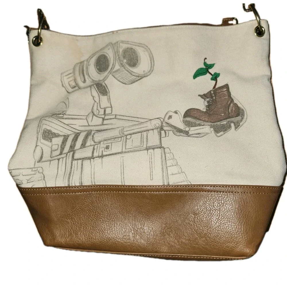 Loungefly Disney Pixar WALL-E Sketch Boot Canvas Crossbody Hobo Bag Rare EVE